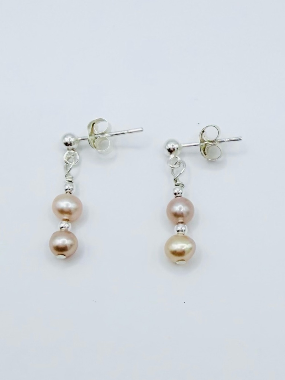 Champagne Cultured Freshwater Pearl & Sterling Silver Drop Earrings